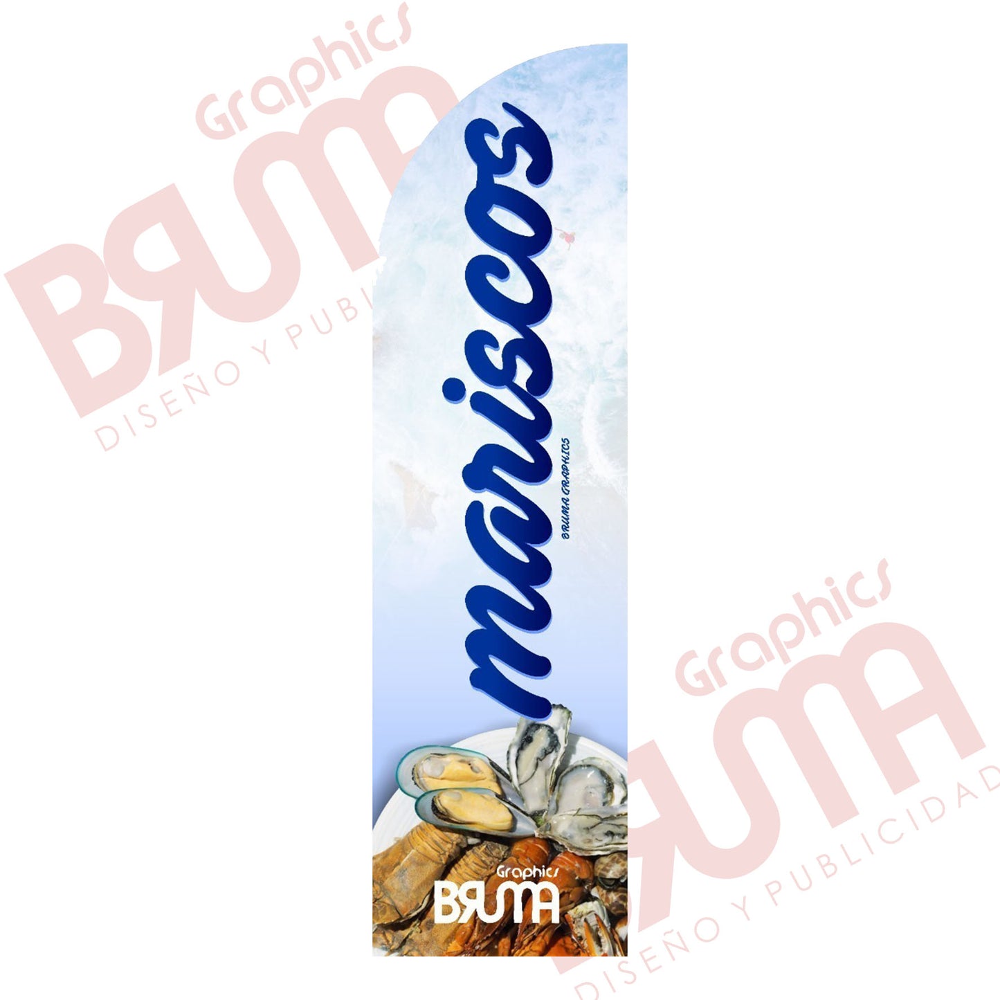Bandera Publicitaria Mariscos (solo Tela) 3.5m