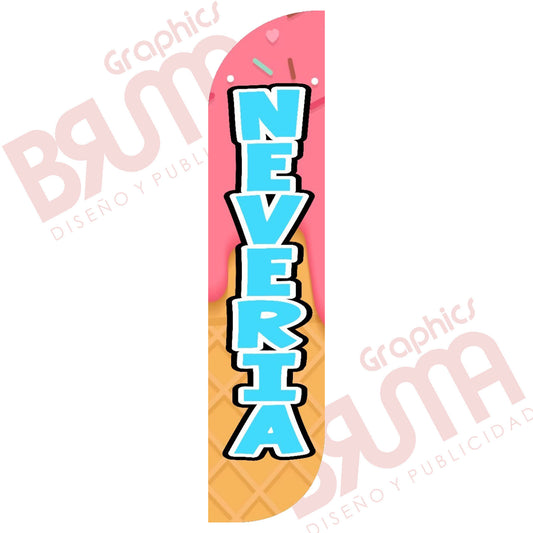 Bandera Publicitaria Neveria (solo Tela) 3.5m