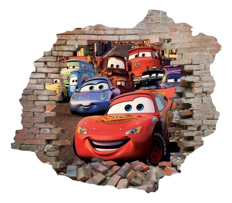 Vinilo Decorativo Cars Pared Rota 1.10m X .90m