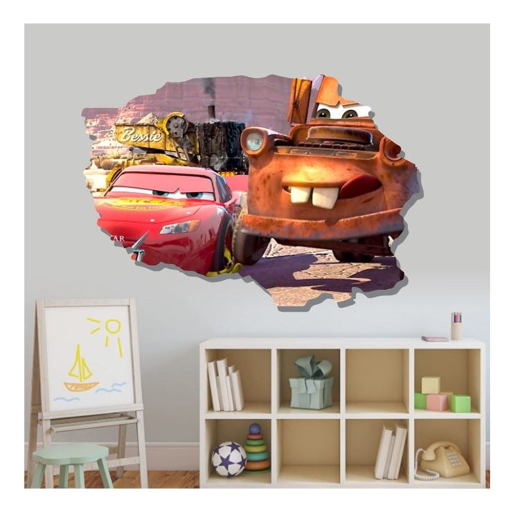 Vinilo Decorativo Cars Mate Y Rayo Mc Pared 1.10m X .90m