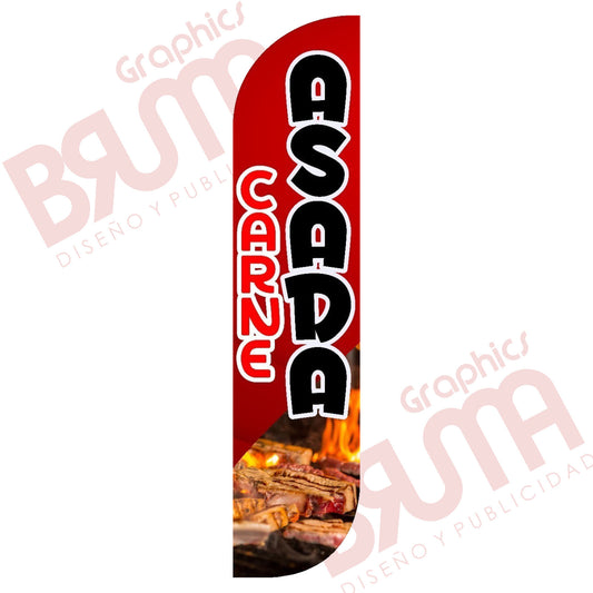 Bandera Publicitaria Carne Asada (solo Tela) 3.5m