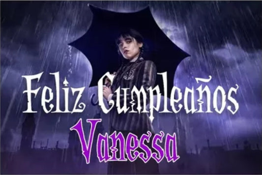 Lona Cumpleaños Merlina 1.50m X 1m (diseño Grátis)