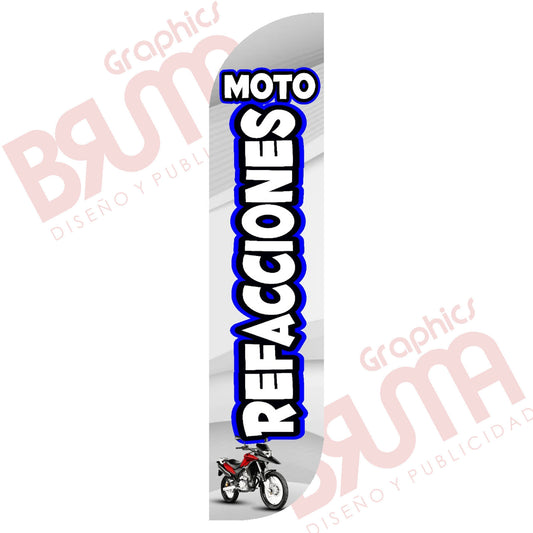 Bandera Publicitaria Moto Refacciones (solo Tela) 3.5m