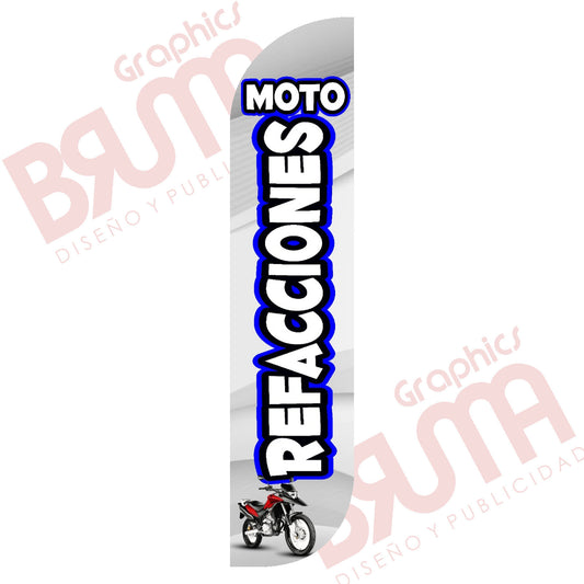 Bandera Publicitaria Moto Refacciones (solo Tela) 2.5m