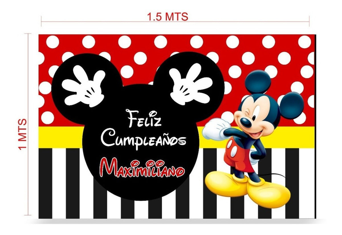 Lona Cumpleaños Minnie Y Mickey 1.50m X 1m (diseño Grátis)