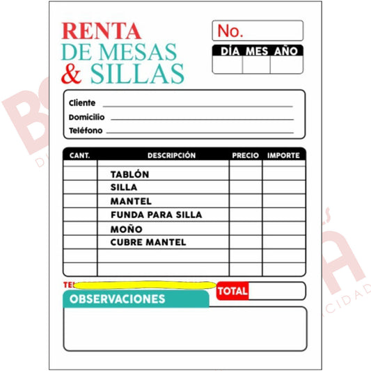 1000 Notas De Remisión Personalizadas 1 Carta