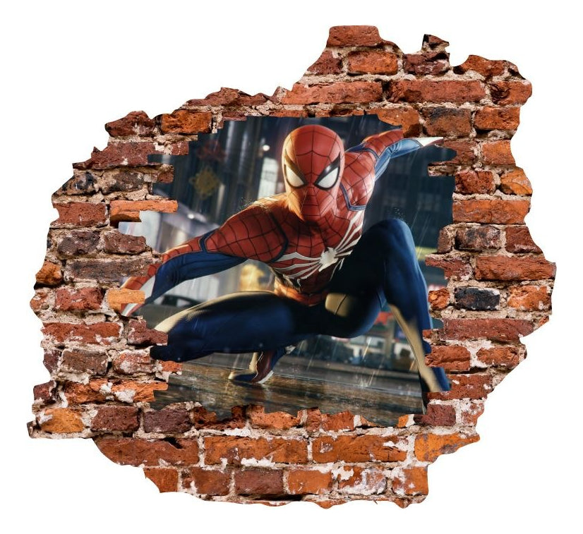 Vinilo Decorativo Spider Man Pared Rota 1.10m X .90m