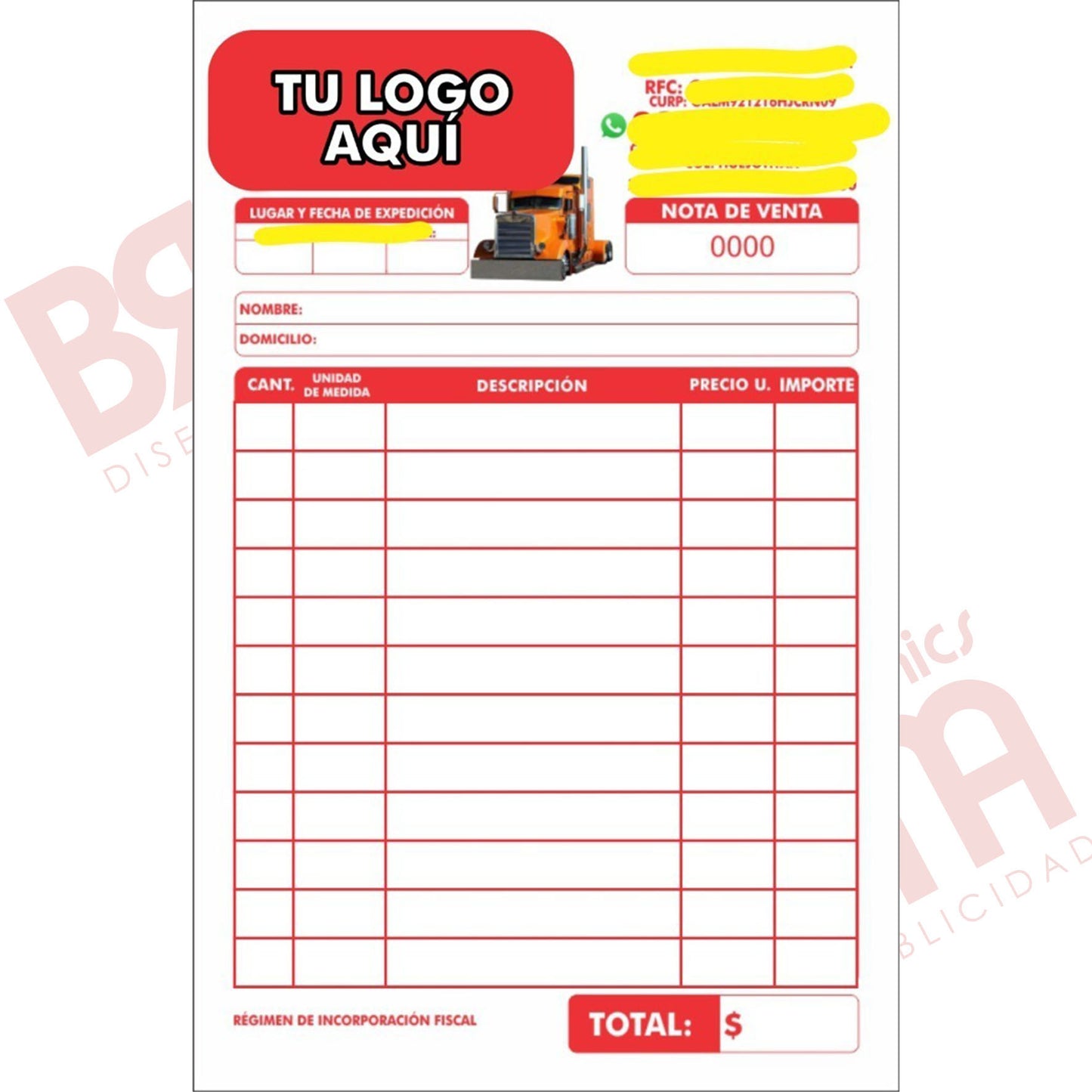 1000 Notas De Remisión Personalizadas 1 Carta