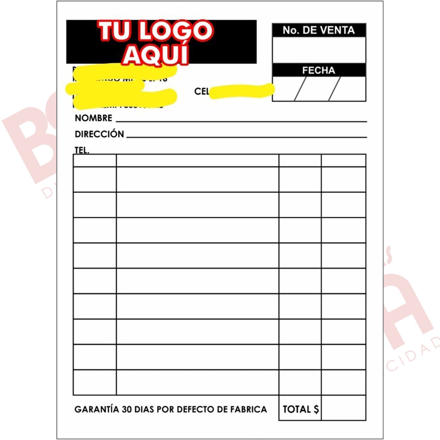 1000 Notas De Remisión Personalizadas 1 Carta