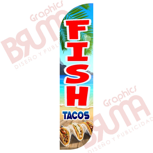 Bandera Publicitaria Tacos De Pescado/fish (solo Tela)3.5m