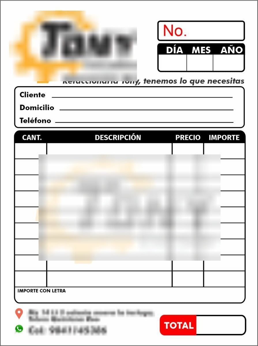 1000 Notas De Remisión 1/4 Con 1 Autocopiable