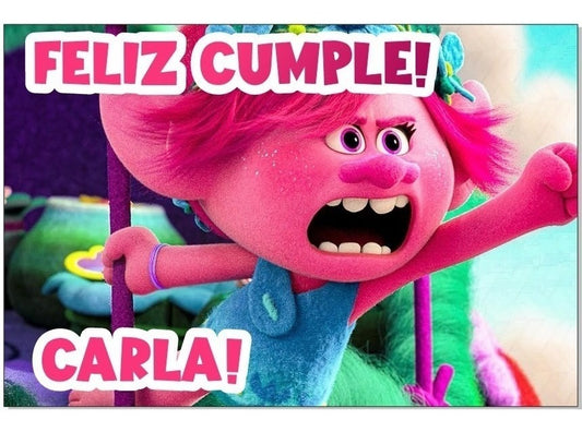 Lona Cumpleaños Trolls Poppy 1.50m X 1m (diseño Grátis)
