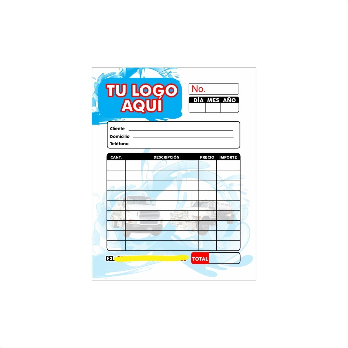 1000 Notas De Remisión Personalizadas 1/2 Carta