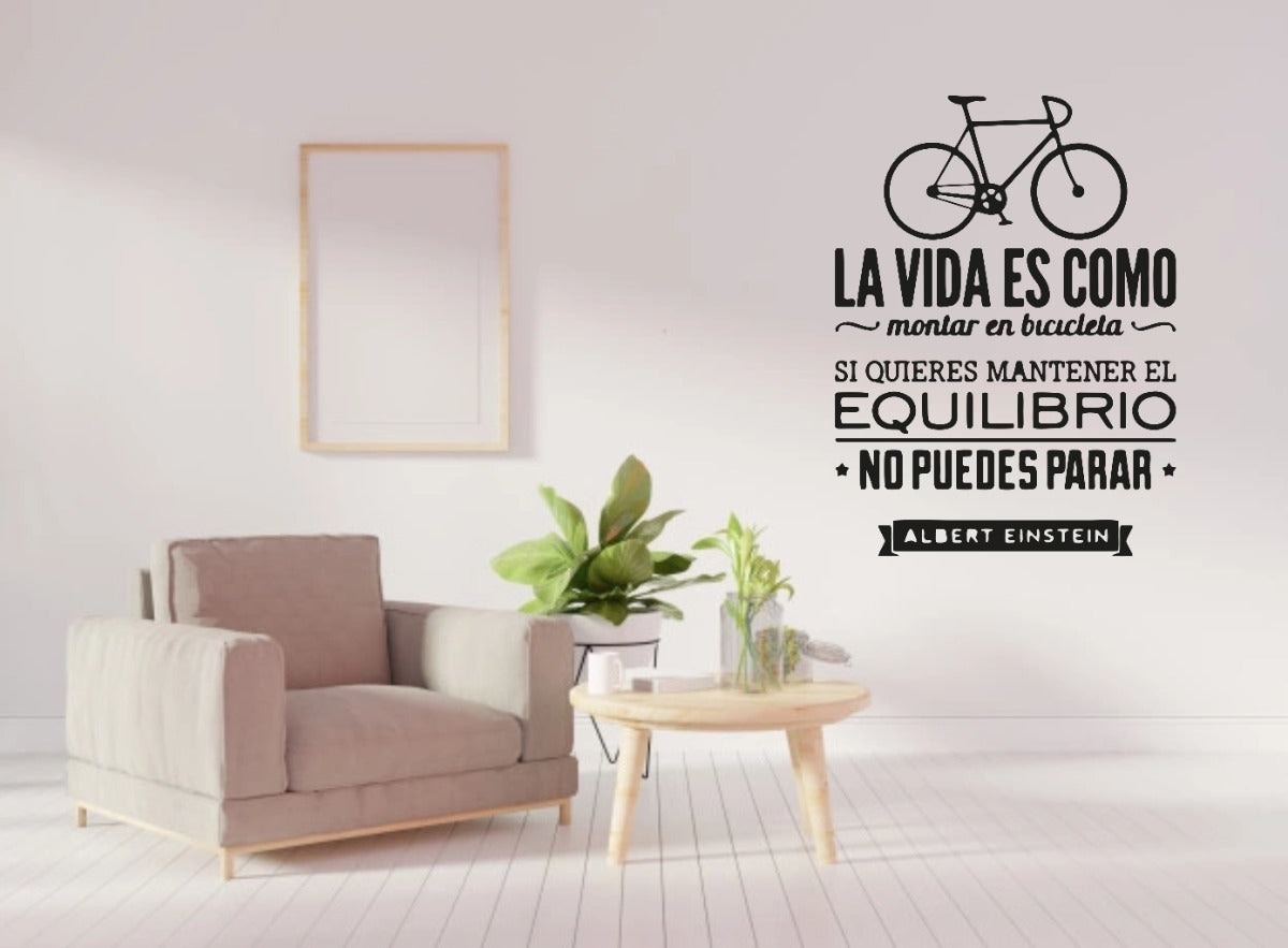 Vinil Decorativo Pared Frases (la Vida Es Como Montar En Bic
