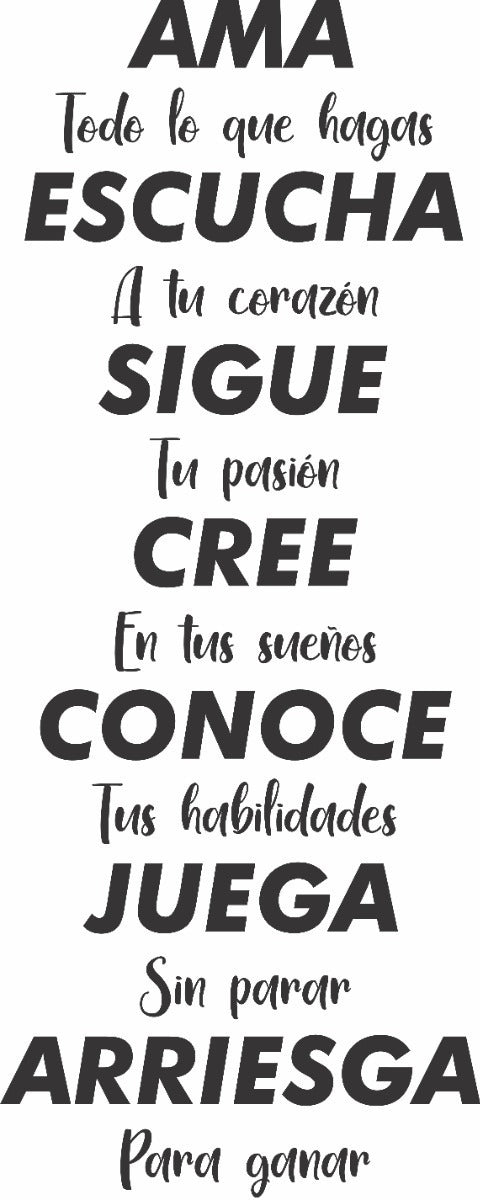 Vinil Decorativo Pared Frases (ama, Escucha, Sigue)