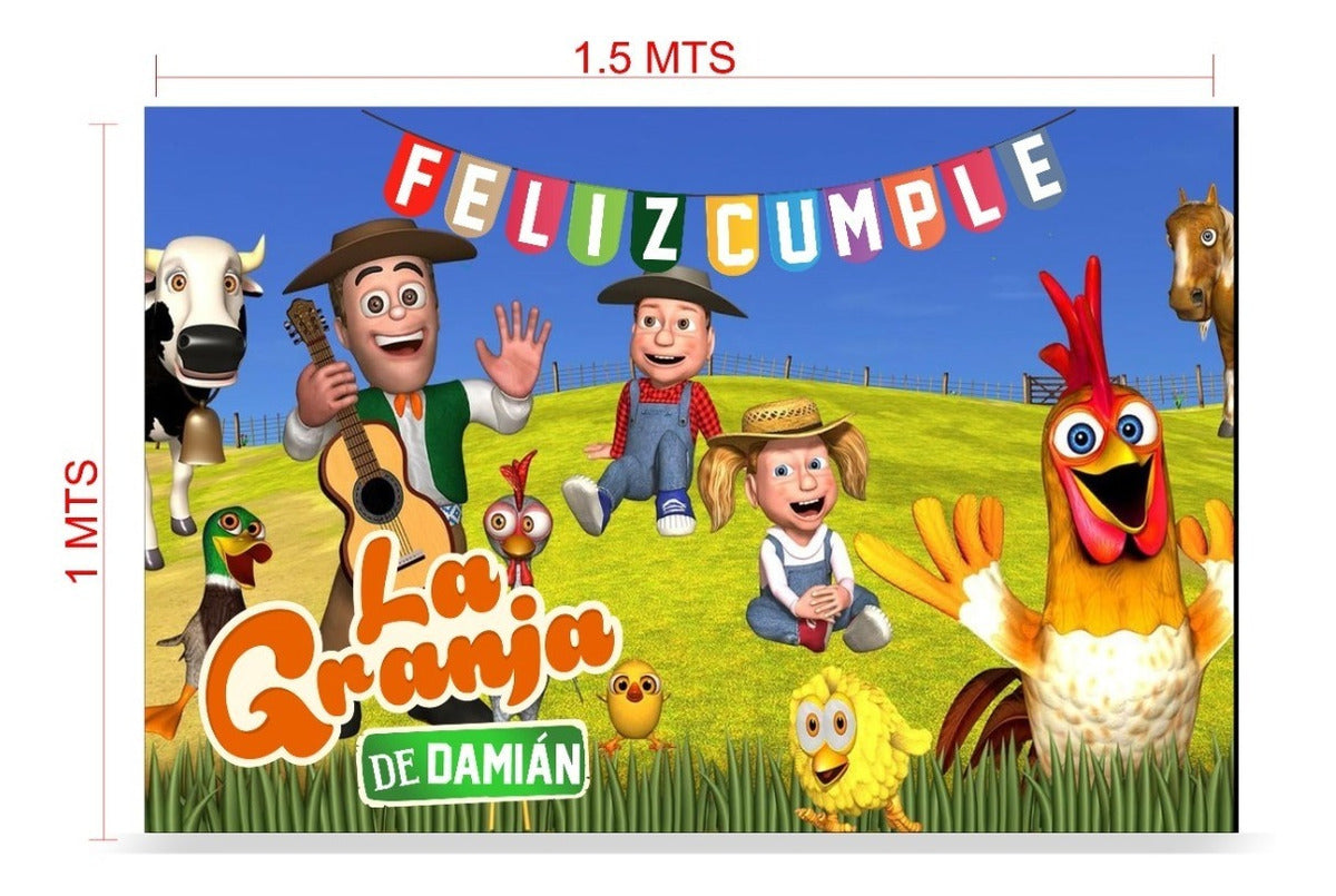 Lona Cumpleaños La Granja De Zenon 1.50m X 1.5m