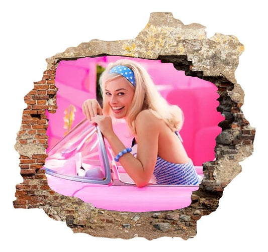 Vinilo Decorativo Barbie Pelicula Pared Rota 1.10m X .90m
