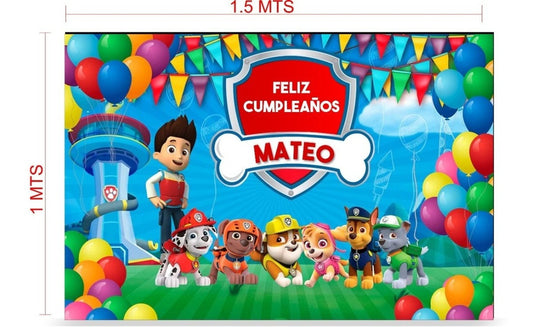 Lona Cumpleaños Paw Patrol 1.50m X 1m (diseño Grátis)