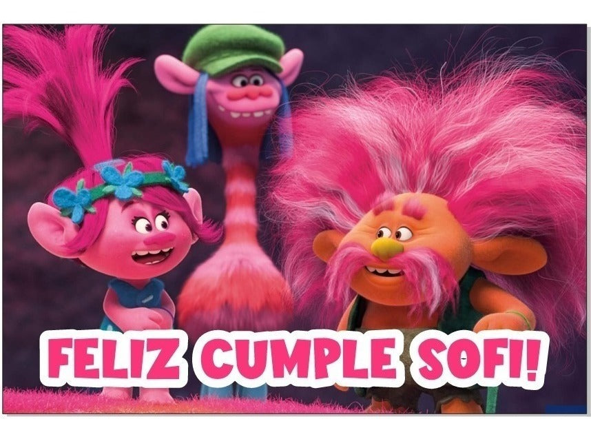 Lona Cumpleaños Trolls Poppy 1.50m X 1m (diseño Grátis)