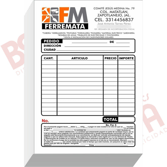 1000 Notas De Remisión 1/4 Original