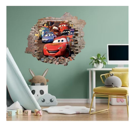 Vinilo Decorativo Cars Pared Rota 1.10m X .90m