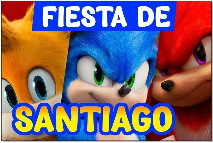 Lona Cumpleaños Sonic 1.50m X 1m (diseño Grátis)