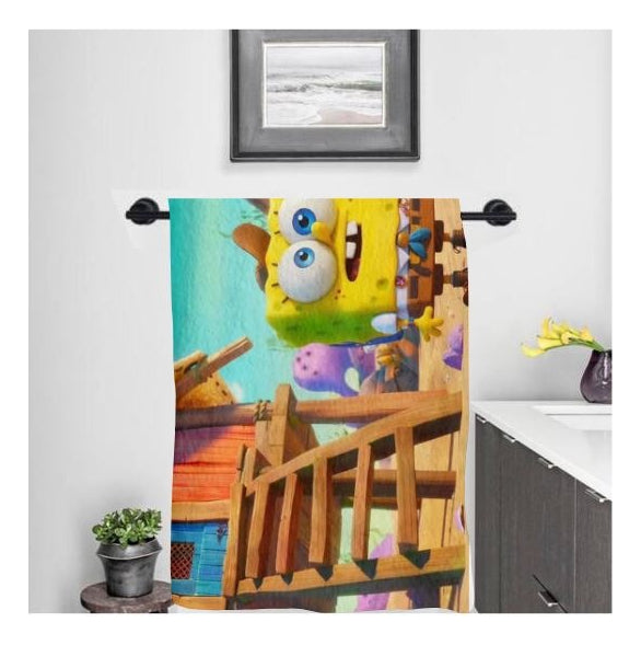 Toalla De Baño Premium Bob Esponja 1.47x77cm Microfibra