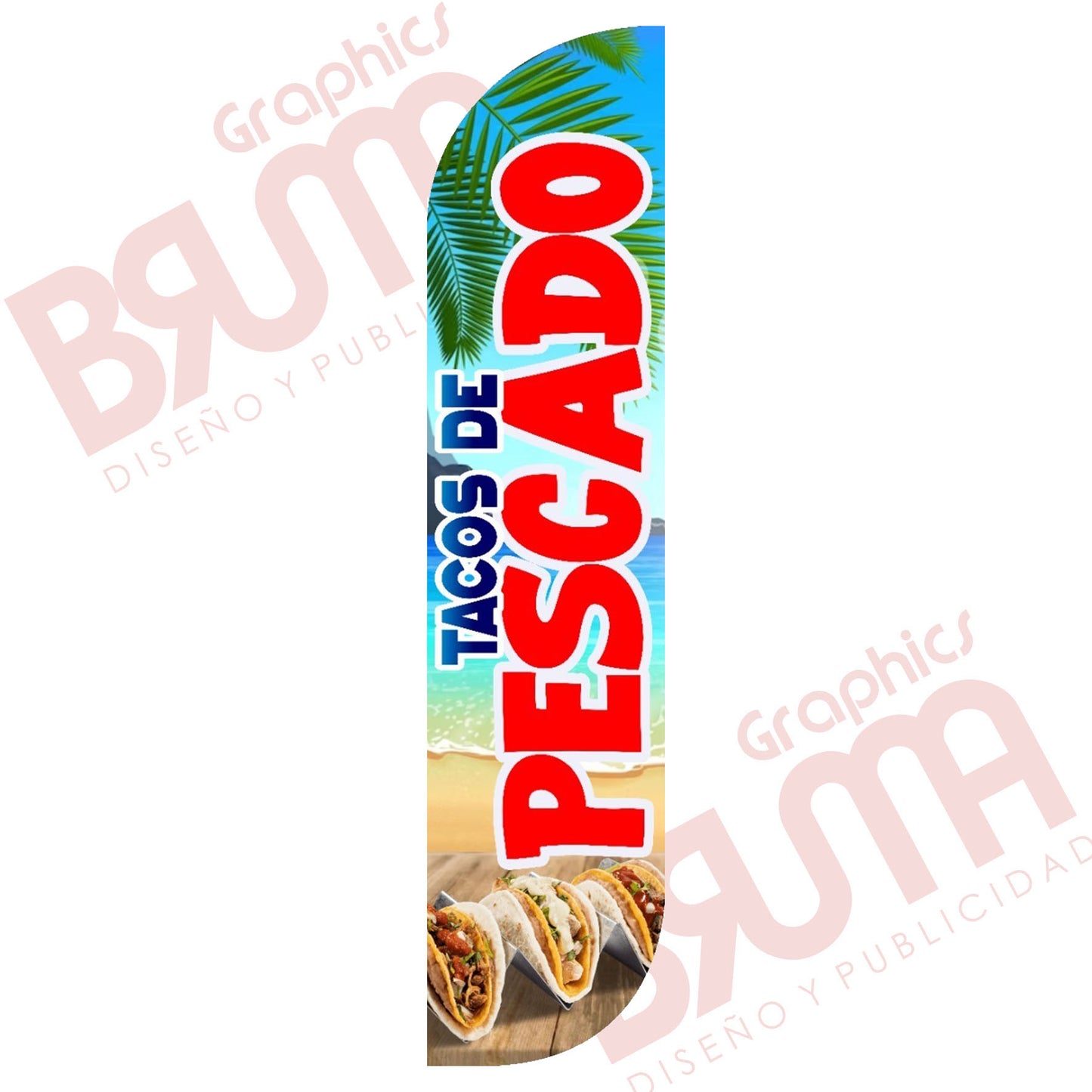 Bandera Publicitaria Tacos De Pescado/fish (solo Tela)3.5m