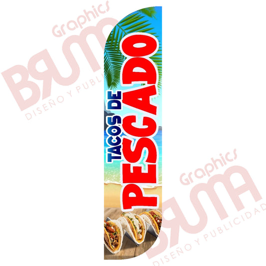 Bandera Publicitaria Tacos De Pescado/fish (solo Tela)3.5m