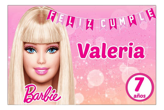 Lona Cumpleaños Barbie 1.50m X 1m (diseño Grátis