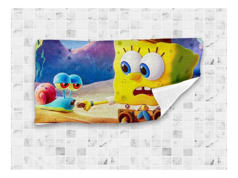Toalla De Baño Premium Bob Esponja 1.47x77cm Microfibra
