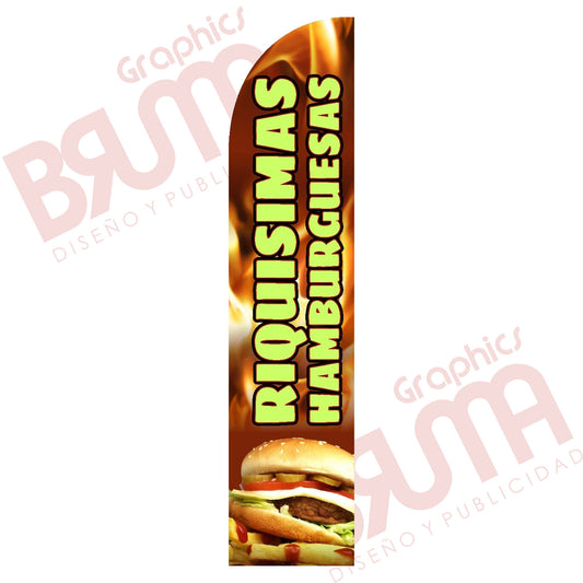 Bandera Publicitaria Hamburguesas (solo Tela) 3.5m