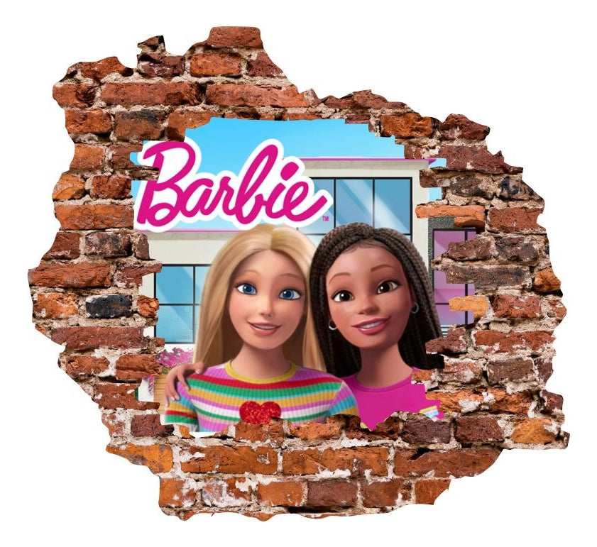 Vinilo Decorativo Barbie Animacion Pared Rota 1.10m X .90m