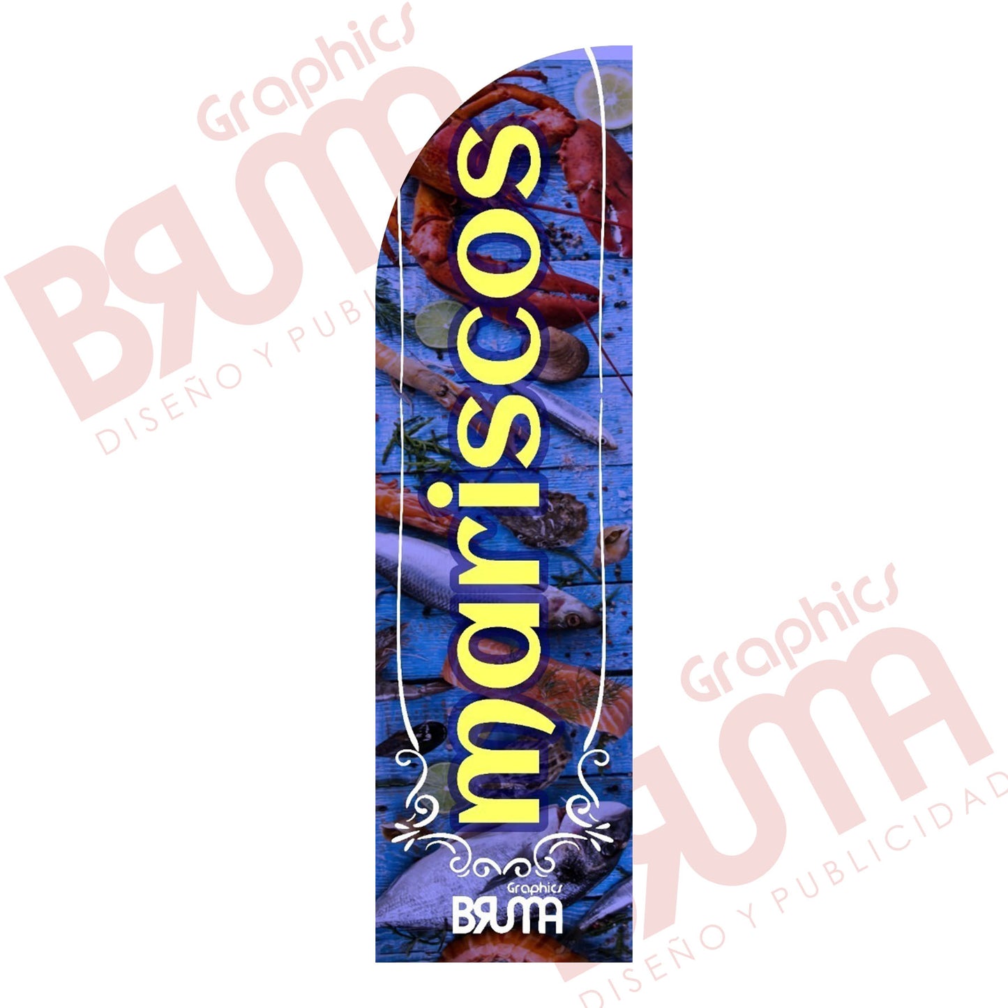 Bandera Publicitaria Mariscos (solo Tela) 3.5m