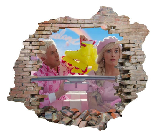 Vinilo Decorativo Barbie Pared Rota 1.10m X .90m