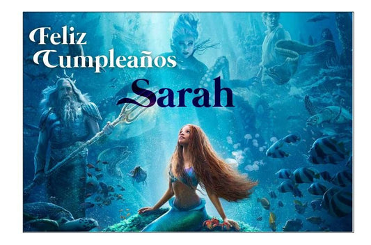 Lona Cumpleaños Sirenita/sirena 1.50m X 1m (diseño Grátis)