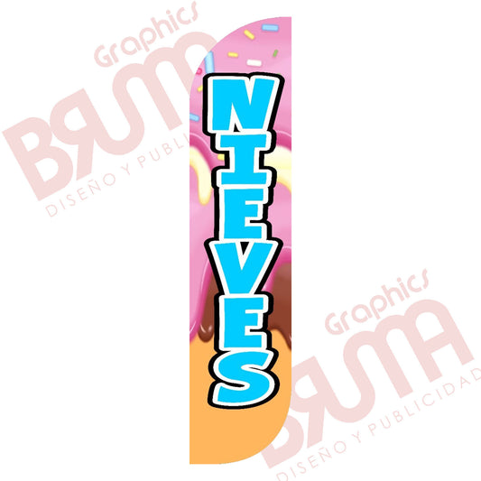 Bandera Publicitaria Neveria (solo Tela) 3.5m