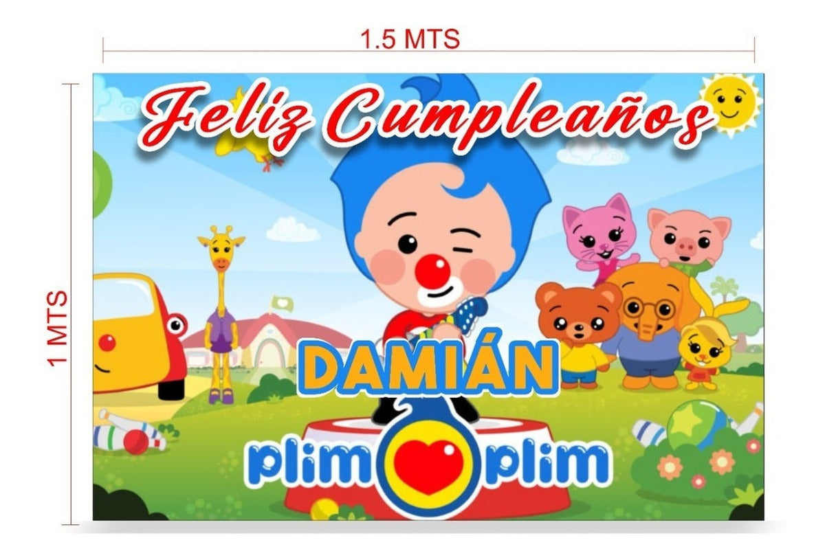Lona Cumpleaños Plim Plim 1.50m X 1m (diseño Grátis)