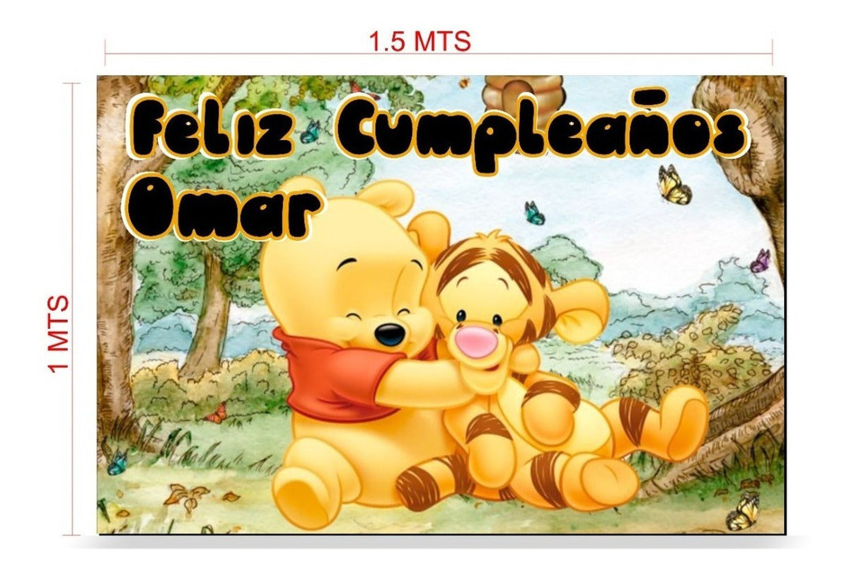 Lona Cumpleaños Winnie Pooh 1.50m X 1m (diseño Grátis)