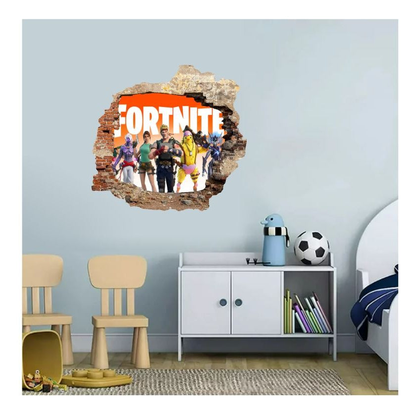 Vinilo Decorativo Fortnite Pared Rota 1.10m X .90m