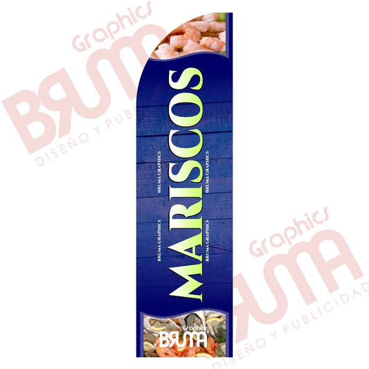 Bandera Publicitaria Mariscos (solo Tela) 3.5m