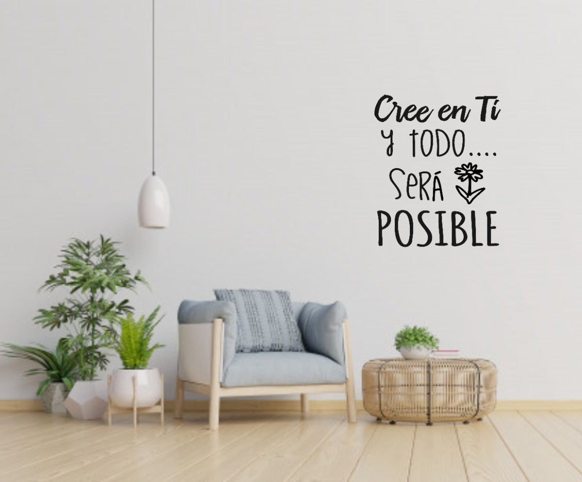 Vinil Decorativo Pared Frases (cree En Ti)
