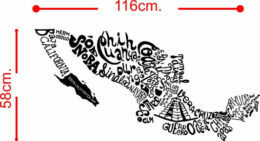 Vinil Mapa México 116x58cm