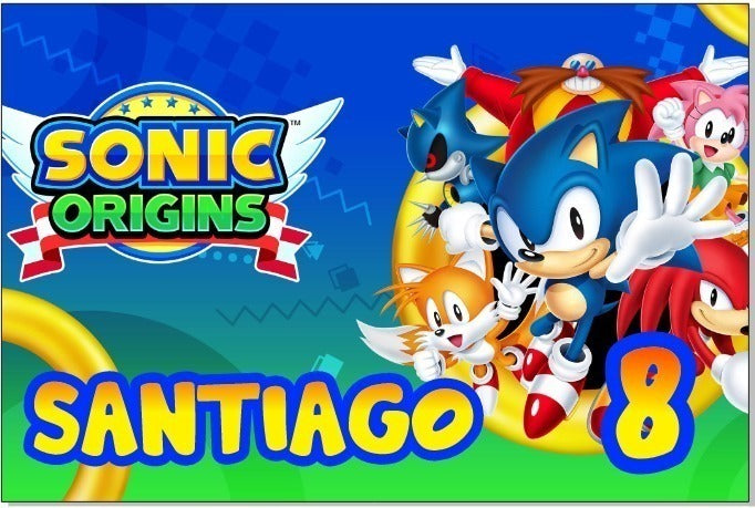 Lona Cumpleaños Sonic 1.50m X 1m (diseño Grátis)