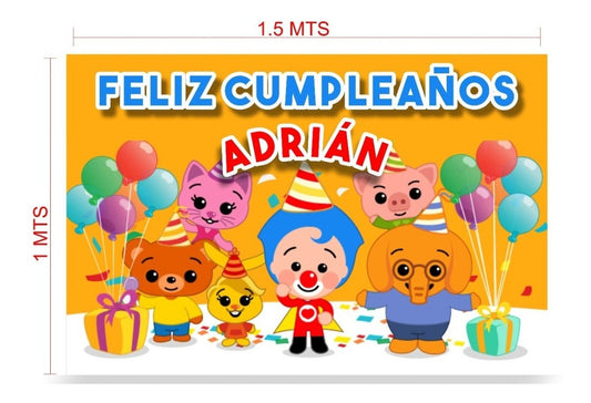 Lona Cumpleaños Plim Plim 1.50m X 1m (diseño Grátis)