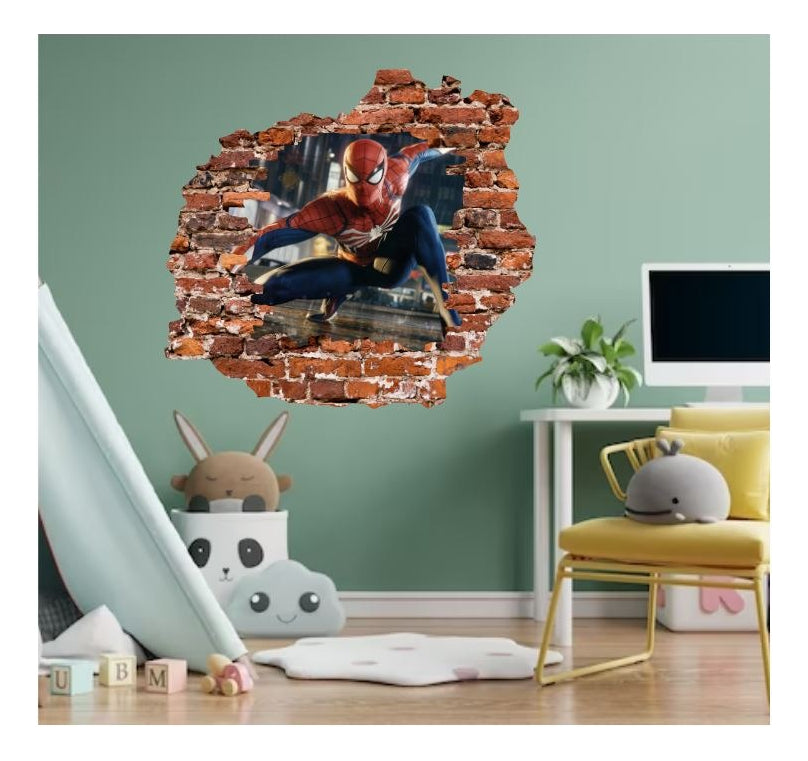 Vinilo Decorativo Spider Man Pared Rota 1.10m X .90m