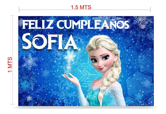 Lona Cumpleaños Frozen 1.50m X 1m (diseño Grátis)