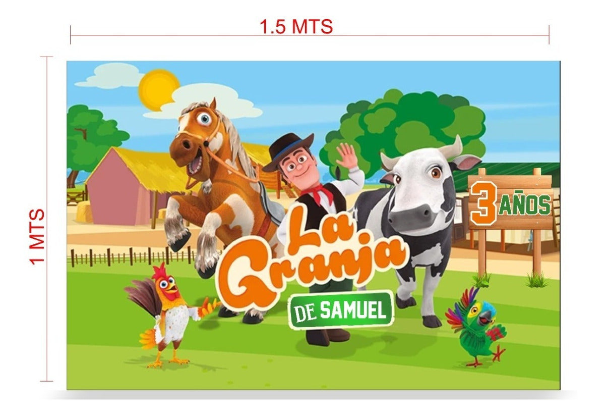 Lona Cumpleaños La Granja De Zenon 1.50m X 1.5m