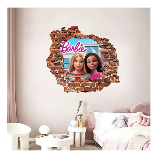 Vinilo Decorativo Barbie Animacion Pared Rota 1.10m X .90m