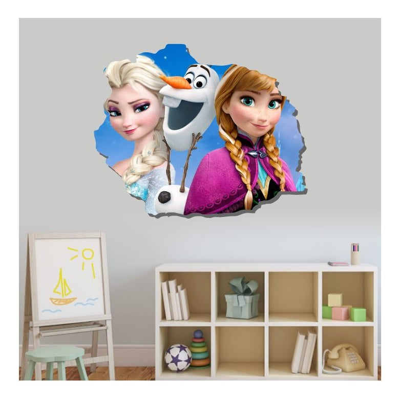 Vinilo Decorativo Frozen Elsa, Olaf Y Anna 1.10m X .90m